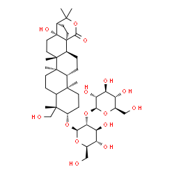 ChemSpider 2D Image | (3beta,5xi,21beta)-17,24-Dihydroxy-28-oxo-22,28-epoxyhopan-3-yl 2-O-beta-D-glucopyranosyl-beta-D-glucopyranoside | C42H68O15