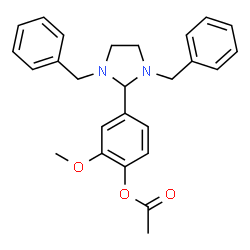 ChemSpider 2D Image | 4-(1,3-Dibenzyl-2-imidazolidinyl)-2-methoxyphenyl acetate | C26H28N2O3