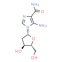 ChemSpider 2D Image | 5-Amino-1-(2-deoxy-beta-D-erythro-pentofuranosyl)-1H-imidazole-4-carboxamide | C9H14N4O4