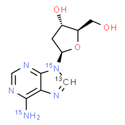 ChemSpider 2D Image | 2'-Deoxy(8-~13~C,N~6~,1'-~15~N_2_)adenosine | C913CH13N315N2O3