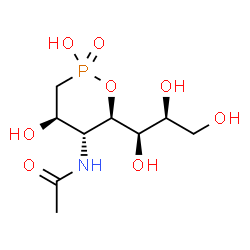 ChemSpider 2D Image | N-{(4R,5R,6R)-2,4-Dihydroxy-2-oxido-6-[(1R,2S)-1,2,3-trihydroxypropyl]-1,2-oxaphosphinan-5-yl}acetamide | C9H18NO8P