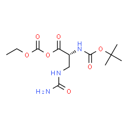 ChemSpider 2D Image | Ethoxycarbonyl 3-(carbamoylamino)-N-{[(2-methyl-2-propanyl)oxy]carbonyl}-D-alaninate | C12H21N3O7