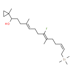 ChemSpider 2D Image | (4E,8Z,12Z)-8-Fluoro-4,9-dimethyl-1-(1-methylcyclopropyl)-14-(trimethylsilyl)-4,8,12-tetradecatrien-1-ol | C23H41FOSi