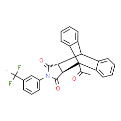 ChemSpider 2D Image | (15S,19R)-1-Acetyl-17-[3-(trifluoromethyl)phenyl]-17-azapentacyclo[6.6.5.0~2,7~.0~9,14~.0~15,19~]nonadeca-2,4,6,9,11,13-hexaene-16,18-dione | C27H18F3NO3