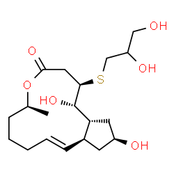 ChemSpider 2D Image | (1S,2R,6S,10E,11aS,13S,14aR)-2-[(2,3-Dihydroxypropyl)sulfanyl]-1,13-dihydroxy-6-methyl-1,2,3,6,7,8,9,11a,12,13,14,14a-dodecahydro-4H-cyclopenta[f]oxacyclotridecin-4-one | C19H32O6S
