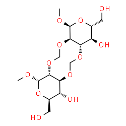 ChemSpider 2D Image | (1S,3R,4R,4aS,7aS,8R,9R,11S,11aR,14aR)-3,9-Bis(hydroxymethyl)-1,11-dimethoxyoctahydro-1H,7aH-dipyrano[3,4-d:4',3'-i][1,3,6,8]tetroxecine-4,8-diol | C16H28O12