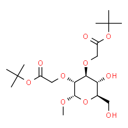 ChemSpider 2D Image | Methyl 2,3-bis-O-{2-[(2-methyl-2-propanyl)oxy]-2-oxoethyl}-alpha-D-glucopyranoside | C19H34O10