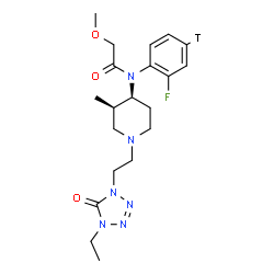 ChemSpider 2D Image | N-{(3R,4S)-1-[2-(4-Ethyl-5-oxo-4,5-dihydro-1H-tetrazol-1-yl)ethyl]-3-methyl-4-piperidinyl}-N-[2-fluoro(4-~3~H)phenyl]-2-methoxyacetamide | C20H28TFN6O3