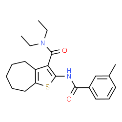 ChemSpider 2D Image | N,N-Diethyl-2-[(3-methylbenzoyl)amino]-5,6,7,8-tetrahydro-4H-cyclohepta[b]thiophene-3-carboxamide | C22H28N2O2S