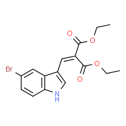 ChemSpider 2D Image | Diethyl-[(5-brom-1H-indol-3-yl)methylen]malonat | C16H16BrNO4