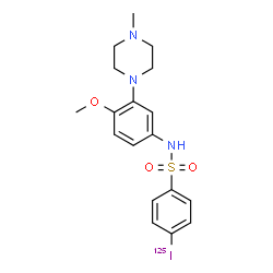 ChemSpider 2D Image | 4-(~125~I)Iodo-N-[4-methoxy-3-(4-methyl-1-piperazinyl)phenyl]benzenesulfonamide | C18H22125IN3O3S