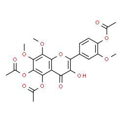 ChemSpider 2D Image | 2-(4-Acetoxy-3-methoxyphenyl)-3-hydroxy-7,8-dimethoxy-4-oxo-4H-chromene-5,6-diyl diacetate | C24H22O12