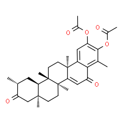 ChemSpider 2D Image | (6bS,8aS,11R,12aR,12bS,14aR)-4,6b,8a,11,12b,14a-Hexamethyl-5,10-dioxo-5,6b,7,8,8a,9,10,11,12,12a,12b,13,14,14a-tetradecahydropicene-2,3-diyl diacetate | C32H40O6