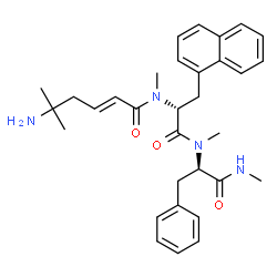 ChemSpider 2D Image | N-[(2E)-5-Amino-5-methyl-2-hexenoyl]-N-methyl-3-(1-naphthyl)-D-alanyl-N,Nalpha-dimethyl-D-phenylalaninamide | C32H40N4O3