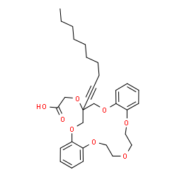 ChemSpider 2D Image | {[18-(1-Decyn-1-yl)-6,7,9,10,18,19-hexahydro-17H-dibenzo[b,k][1,4,7,10,13]pentaoxacyclohexadecin-18-yl]oxy}acetic acid | C31H40O8