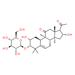 ChemSpider 2D Image | (1S,4R,16alpha,17xi)-2,16-Dihydroxy-9,10,14-trimethyl-11,20-dioxo-4,9-cyclo-9,10-secopregn-5-en-1-yl beta-D-glucopyranoside | C30H46O10