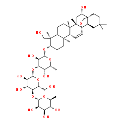 ChemSpider 2D Image | (3beta,5xi,13alpha,16beta,17alpha)-16,23-Dihydroxy-13,28-epoxyolean-11-en-3-yl 6-deoxy-alpha-L-mannopyranosyl-(1->4)-beta-D-glucopyranosyl-(1->3)-6-deoxy-beta-D-galactopyranoside | C48H78O17