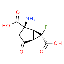 ChemSpider 2D Image | (1S,2R,5R,6R)-2-Amino-6-fluoro-4-oxobicyclo[3.1.0]hexane-2,6-dicarboxylic acid | C8H8FNO5