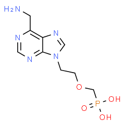 ChemSpider 2D Image | ({2-[6-(Aminomethyl)-9H-purin-9-yl]ethoxy}methyl)phosphonic acid | C9H14N5O4P