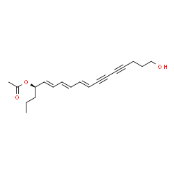 ChemSpider 2D Image | (4R,5E,7E,9E)-17-Hydroxy-5,7,9-heptadecatriene-11,13-diyn-4-yl acetate | C19H24O3