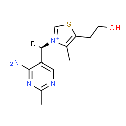 ChemSpider 2D Image | 3-[(R)-(4-Amino-2-methyl-5-pyrimidinyl)(~2~H_1_)methyl]-5-(2-hydroxyethyl)-4-methyl-1,3-thiazol-3-ium | C12H16DN4OS