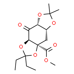 ChemSpider 2D Image | Methyl (3aR,4aR,7aR,8aR)-2,2-diethyl-6,6-dimethyl-8-oxotetrahydro[1,3]dioxolo[4,5-f][1,3]benzodioxole-3a(4H)-carboxylate | C16H24O7