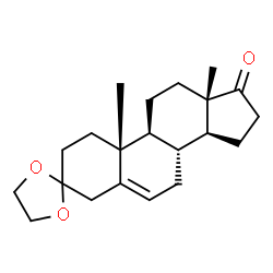 ChemSpider 2D Image | (8R,9S,10R,13S,14S)-10,13-Dimethyl-1,4,7,8,9,10,11,12,13,14,15,16-dodecahydrospiro[cyclopenta[a]phenanthrene-3,2'-[1,3]dioxolan]-17(2H)-one | C21H30O3