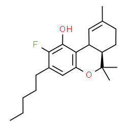 ChemSpider 2D Image | (6aR)-2-Fluoro-6,6,9-trimethyl-3-pentyl-6a,7,8,10a-tetrahydro-6H-benzo[c]chromen-1-ol | C21H29FO2