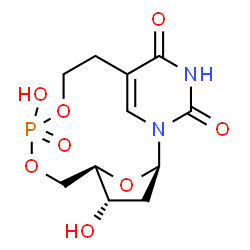 ChemSpider 2D Image | (2R,4S,5R)-4,8-Dihydroxy-7,9,17-trioxa-1,14-diaza-8-phosphatricyclo[10.3.1.1~2,5~]heptadec-12(16)-ene-13,15-dione 8-oxide | C11H15N2O8P