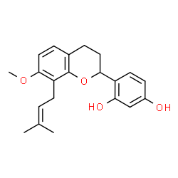 ChemSpider 2D Image | 4-[7-Methoxy-8-(3-methyl-2-buten-1-yl)-3,4-dihydro-2H-chromen-2-yl]-1,3-benzenediol | C21H24O4