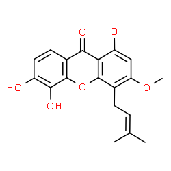 ChemSpider 2D Image | 1,5,6-Trihydroxy-3-methoxy-4-(3-methyl-2-buten-1-yl)-9H-xanthen-9-one | C19H18O6