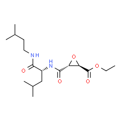 ChemSpider 2D Image | Ethyl (2R,3R)-3-({(2R)-4-methyl-1-[(3-methylbutyl)amino]-1-oxo-2-pentanyl}carbamoyl)-2-oxiranecarboxylate | C17H30N2O5