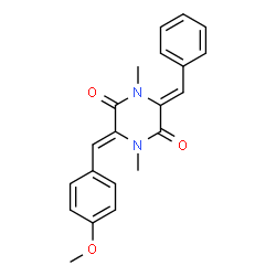 ChemSpider 2D Image | (3Z,6Z)-3-Benzylidene-6-(4-methoxybenzylidene)-1,4-dimethyl-2,5-piperazinedione | C21H20N2O3