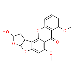 ChemSpider 2D Image | 2-Hydroxy-6,8-dimethoxy-1,2,3a,12c-tetrahydro-7H-furo[3',2':4,5]furo[2,3-c]xanthen-7-one | C19H16O7