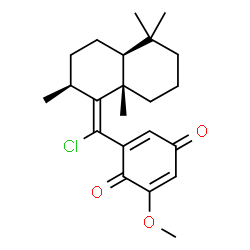 ChemSpider 2D Image | 2-{(E)-Chloro[(2S,4aS,8aS)-2,5,5,8a-tetramethyloctahydro-1(2H)-naphthalenylidene]methyl}-6-methoxy-1,4-benzoquinone | C22H29ClO3