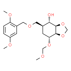 ChemSpider 2D Image | (3aR,4S,5S,7R,7aS)-5-{[(2,5-Dimethoxybenzyl)oxy]methyl}-7-(methoxymethoxy)hexahydro-1,3-benzodioxol-4-ol | C19H28O8