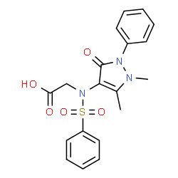 ChemSpider 2D Image | N-(1,5-Dimethyl-3-oxo-2-phenyl-2,3-dihydro-1H-pyrazol-4-yl)-N-(phenylsulfonyl)glycine | C19H19N3O5S