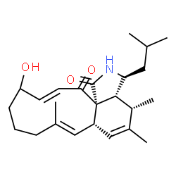 ChemSpider 2D Image | (3S,3aR,4S,6aS,7E,13E,15aS)-12-Hydroxy-3-isobutyl-4,5,8-trimethyl-3,3a,4,6a,9,10,11,12-octahydro-1H-cycloundeca[d]isoindole-1,15(2H)-dione | C24H35NO3