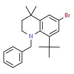 ChemSpider 2D Image | 1-Benzyl-6-bromo-4,4-dimethyl-8-(2-methyl-2-propanyl)-1,2,3,4-tetrahydroquinoline | C22H28BrN