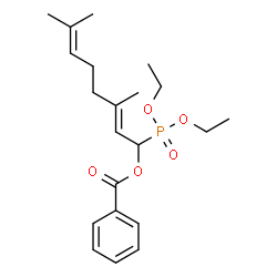 ChemSpider 2D Image | (2E)-1-(Diethoxyphosphoryl)-3,7-dimethyl-2,6-octadien-1-yl benzoate | C21H31O5P