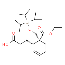 ChemSpider 2D Image | 3-[(1S,6S)-6-(Ethoxycarbonyl)-6-{[(triisopropylsilyl)oxy]methyl}-2-cyclohexen-1-yl]propanoic acid | C22H40O5Si