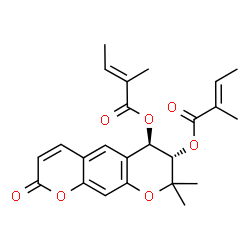 ChemSpider 2D Image | (6R,7S)-8,8-Dimethyl-2-oxo-7,8-dihydro-2H,6H-pyrano[3,2-g]chromene-6,7-diyl (2E,2'E)bis(2-methyl-2-butenoate) | C24H26O7