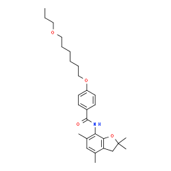 ChemSpider 2D Image | 4-[(6-Propoxyhexyl)oxy]-N-(2,2,4,6-tetramethyl-2,3-dihydro-1-benzofuran-7-yl)benzamide | C28H39NO4
