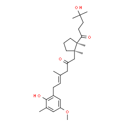 ChemSpider 2D Image | (4E)-6-(2-Hydroxy-5-methoxy-3-methylphenyl)-1-[(1R,2R)-2-(4-hydroxy-4-methylpentanoyl)-1,2-dimethylcyclopentyl]-4-methyl-4-hexen-2-one | C28H42O5