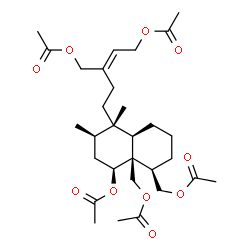 ChemSpider 2D Image | [(1R,4aR,5S,6R,8S,8aR)-8-Acetoxy-5-[(3E)-5-acetoxy-3-(acetoxymethyl)-3-penten-1-yl]-5,6-dimethyloctahydronaphthalene-1,8a(1H)-diyl]bis(methylene) diacetate | C30H46O10