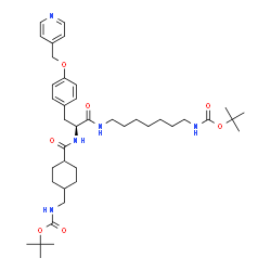 ChemSpider 2D Image | N-[7-({[(2-Methyl-2-propanyl)oxy]carbonyl}amino)heptyl]-Nalpha-({4-[({[(2-methyl-2-propanyl)oxy]carbonyl}amino)methyl]cyclohexyl}carbonyl)-O-(4-pyridinylmethyl)-L-tyrosinamide | C40H61N5O7