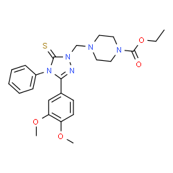 ChemSpider 2D Image | Ethyl 4-{[3-(3,4-dimethoxyphenyl)-4-phenyl-5-thioxo-4,5-dihydro-1H-1,2,4-triazol-1-yl]methyl}-1-piperazinecarboxylate | C24H29N5O4S