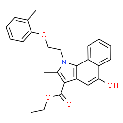 ChemSpider 2D Image | Ethyl 5-hydroxy-2-methyl-1-[2-(2-methylphenoxy)ethyl]-1H-benzo[g]indole-3-carboxylate | C25H25NO4