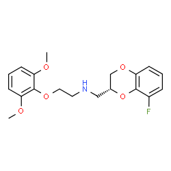 ChemSpider 2D Image | 2-(2,6-Dimethoxyphenoxy)-N-{[(2R)-8-fluoro-2,3-dihydro-1,4-benzodioxin-2-yl]methyl}ethanamine | C19H22FNO5