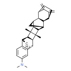ChemSpider 2D Image | (1S,2S,3R,4R,5R,6S,7R,14S,15R,16S,17S,18S,19R,20R)-N,N,5,16-Tetramethyl-21,22-bis(methylene)nonacyclo[18.2.2.1~3,18~.1~7,14~.0~2,19~.0~4,17~.0~5,16~.0~6,15~.0~8,13~]hexacosa-8,10,12-trien-10-amine | C32H39N